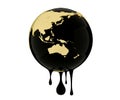 Earth globe dripping oil or diesel