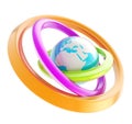 Earth globe emblem inside the ring torus isolated Royalty Free Stock Photo