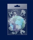 Earth globe with evaporation in polythene bag vector illustration flat style. Greenhouse effect, global warming Royalty Free Stock Photo