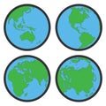 Earth globe flat symbols or icons, vector