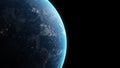 Earth Globe Flying Shot from space,Edge of Earth 3D Animation isolated on Black Background,Full HD