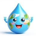 Earth globe with funny cartoon water drop shape. World Environmental Education Day. AI generated Royalty Free Stock Photo