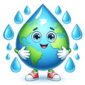 Earth globe with funny cartoon water drop shape. World Environmental Education Day. AI generated Royalty Free Stock Photo