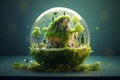 Earth Globe in Glass Sphere: Eco-Friendly Environment Concept for Earth Day