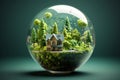 Earth Globe in Glass Sphere: Eco-Friendly Environment Concept for Earth Day