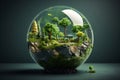 Earth Globe in Glass Sphere: Eco-Friendly Environment Concept for Earth Day