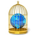 Earth globe in golden cage