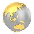 Earth globe with golden continents isolated on white background. World Map. 3D rendering illustration Royalty Free Stock Photo