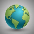 Earth globe with green continents. Modern 3d world map concept Royalty Free Stock Photo