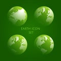 Earth Globe green Icon Set. globe symbol ecology gradient kit .Vector illustration. Royalty Free Stock Photo
