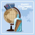 Earth globe and Happy columbus day design Royalty Free Stock Photo