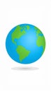 Earth Globe Icon with Blue Oceans and Green Continents on a White Background Royalty Free Stock Photo