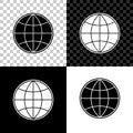 Earth globe icon isolated on black, white and transparent background. World or Earth sign. Global internet symbol Royalty Free Stock Photo