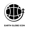 Earth globe icon vector isolated on white background, logo concept of Earth globe sign on transparent background, black filled Royalty Free Stock Photo