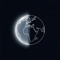 Earth globe illuminated showing continents against starry space background Royalty Free Stock Photo