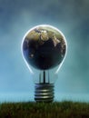 Earth globe inside light bulb Royalty Free Stock Photo