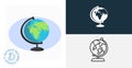 Earth globe isolated icon. line, solid design element Royalty Free Stock Photo