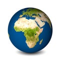 Earth globe isolated on whitebackground. Satellite view focused Royalty Free Stock Photo