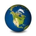 Earth globe isolated on whitebackground. Satellite view focused Royalty Free Stock Photo