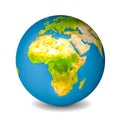 Earth globe isolated on whitebackground. Satellite view focused Royalty Free Stock Photo