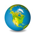 Earth globe isolated on whitebackground. Satellite view focused Royalty Free Stock Photo