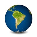 Earth globe isolated on whitebackground. Satellite view focused on South America. Elements of this image furnished by Royalty Free Stock Photo