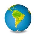 Earth globe isolated on whitebackground. Satellite view focused on South America. Elements of this image furnished by