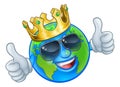 Earth Globe King Sunglasses Cartoon World Mascot