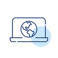 Earth globe on laptop screen. Digital interface for users to explore and access information in global web. Vector icon Royalty Free Stock Photo