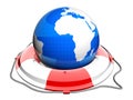 Earth globe on lifebelt Royalty Free Stock Photo