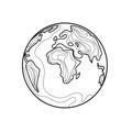 Earth globe Line art drawing world map vector illustration minimalist design.Planet Earth abstract art Royalty Free Stock Photo