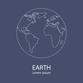 Earth globe logo template. World map. Line style icon of earth planet. Clean and modern vector illustration for design, web. Royalty Free Stock Photo