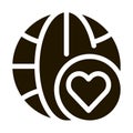 Earth Globe Love Icon Vector Glyph Illustration