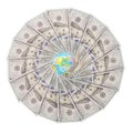 Earth globe on mandala kaleidoscope from money Royalty Free Stock Photo