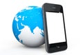Earth Globe with mobile phone Royalty Free Stock Photo