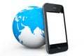 Earth Globe with mobile phone