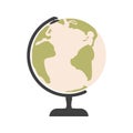 Earth globe, model of planet Earth on a stand. Illustration in flat style. Royalty Free Stock Photo