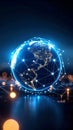 Earth Globe Network Connection for Global Communications and Data Technology Concepts Royalty Free Stock Photo