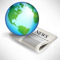Earth globe and newspaper Royalty Free Stock Photo