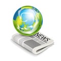 Earth globe on newspaper isolated Royalty Free Stock Photo