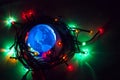 Earth globe North America Christmas background