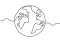 Earth globe one line drawing of world map vector illustration minimalist design isolated on white background. Simple modern earth Royalty Free Stock Photo