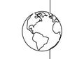 Earth globe one line drawing of world map vector illustration minimalist design of minimalism isolated on white background Royalty Free Stock Photo