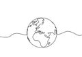 Earth globe one line drawing of world map vector illustration minimalist design of minimalism isolated on white background Royalty Free Stock Photo