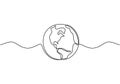 Earth globe one line drawing of world map vector illustration minimalist design of minimalism isolated on white background. Planet Royalty Free Stock Photo