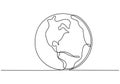 Earth globe one line drawing of world map vector illustration minimalist design of minimalism isolated on white background. Planet Royalty Free Stock Photo