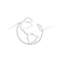 Earth globe one line drawing of world map vector Royalty Free Stock Photo