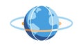 Earth Globe with Orbiting Rings Technology, vector design Generative AI Royalty Free Stock Photo