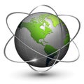 Earth globe with orbits Royalty Free Stock Photo