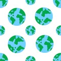 Earth globe pattern. Abstract planet icons. Love nature education concept for school. Green and blue map. Save Royalty Free Stock Photo